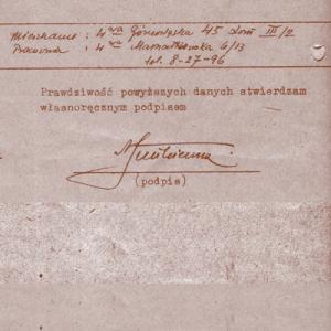 Alfrd Funkiewicz - podpis<br />Źródło: Archiwum OW SARP